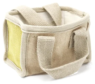 Imagen del producto de Cesta pequeña de yute - 16x10x12cm - Amarillo