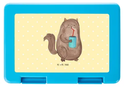 Produktbild von Mr. & Mrs. Panda Snackbox Katze Dose - Gelb Pastell - Geschenk, Cats, Cat, Bento Box, trinken, Durstig, Bentobox, Vorratsbehälter, Katzen, Brotbehälter, Lunchbox
