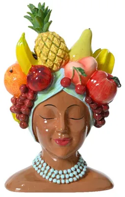 Produktbild von Blumentopf/Blumentopf - Polyresin - Obst - Frau - D13 x H23 cm
