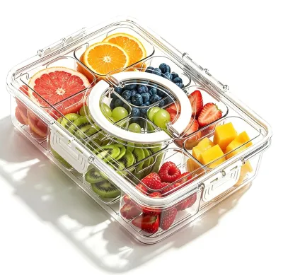 Produktbild von Snackbehälter mit Deckel und Griff für 8 Fächer