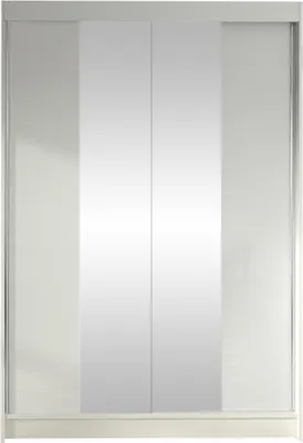 Obrázek produktu pro Úzká šatní skříň 120 cm se zrcadlem SAMANRE 2 - bílá