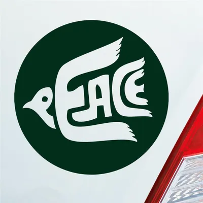Produktbild von Auto Aufkleber Peace 70s Weltfrieden Taube Frieden 10x10 cm Dunkelgrün Sticker Heckscheibenaufkleber