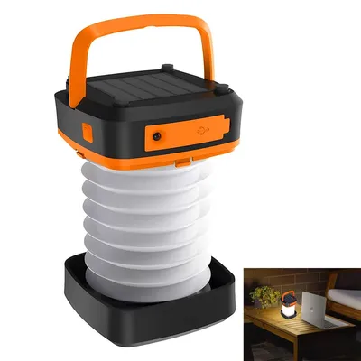 Produktbild von Campinglampen, Faltbare Solar Campinglampe Aufladbar, Tragbar Camping Laterne Energienbank mit 3 Lichtmodi für Camping Angeln Notfall, 1 Stück