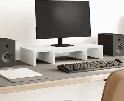 Produktbild von "2026 Promotion" Monitorständer Verstellbar, Gute Qualität, Weiß 60x24x10,5 cm Holzwerkstoff - Monitorständer MM968