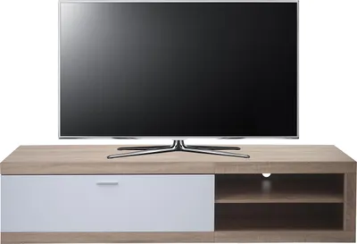 Immagine prodotto di Porta TV HWC-L33, porta TV Tavolino porta TV Cassettiera TV, legno 43x180x41cm vano portaoggetti, aspetto rovere, bianco
