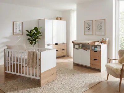 Produktbild von Babyzimmer Maxim 3-tlg. Kleiderschrank, Babybett 70 x 140 cm, XXL-Wickelkommode