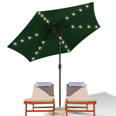 Produktbild von Jopassy 2.7m Sonnenschirm mit LED Solar Marktschirm mit Handkurbel UV40+ Outdoor-Schirm Terrassen,Gruen,2.7m