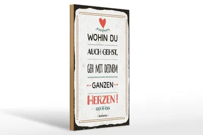Produktbild von Holzschild Gehe mit deinem Herzen, 30x20 cm, Holzschilder Spruch Glück Weisheit
