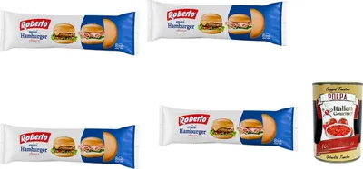 Produktbild von Roberto Mini Hamburger Brötchen 4x200g (insgesamt 32 Mini-Buns) ideal für Snacks & Party-Burger, weich & ofenfrisch, lange haltbar + Italian Gourmet polpa