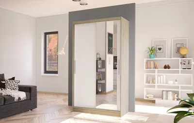 Produktbild von Moderner Kleiderschrank BRUNO 6 – Breite 100 cm, Sonoma-Eiche / Weiß