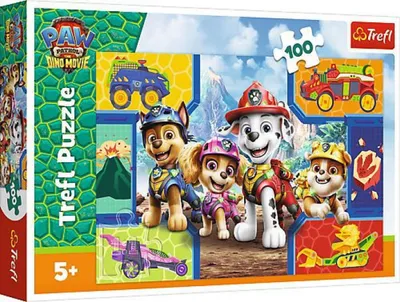 Produktbild von TREFL Puzzle Paws Patrol - Dinosaurierfilm: Welpen und Dinosaurier 100 Puppen