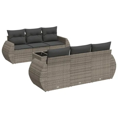 Zdjęcie produktu dla vidaXL 7-częściowa sofa ogrodowa z poduszkami z szarego polirattanu