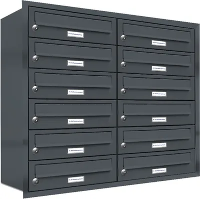 Produktbild von 12er Briefkasten Anlage Unterputz Montage RAL 7016 Anthrazit