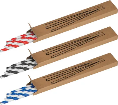 Produktbild von 30 zweifarbige Trinkhalme aus Pappe / 3 verschiedene Farben