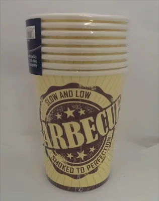 Obrázok produktu pre 8 kartónových pohárov s logom Barbecue na párty, grilovanie a narodeniny