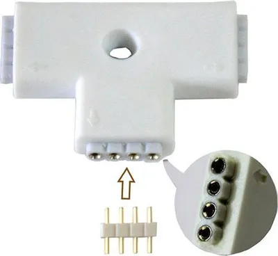 Produktbild von Verbindungsstück für 4-Pin LED Streifen 3528, 5050 : T-Form Ausführung: T-Form