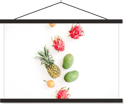 Produktbild von MuchoWow® Textilposter Obst - Tropisch - Ananas 120x80 cm mit schwarzem Rahmen - Wanddeko