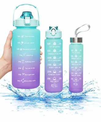 Zdjęcie produktu dla Zestaw 3 bidonów butelka na wodę motywacyjne trening 1500ml+600ml+200ml