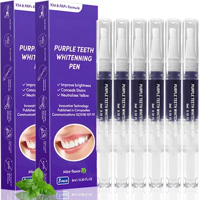 Produktbild von 6 Stück Zahnaufhellung Stift Bleaching Zähne für Strahlend Weiße Zähne, Effektives Zahnbleaching Gegen Kaffee, Tee and Nikotinverfärbungen