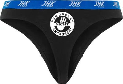 Produktbild von Damen Thong Slip - Boxer-0032-woman-black-v-L - schwarz - L - vorn - Nur Kucken, Nicht anfassen - lustiges Motiv - Spruch - Unterwäsche - Unterhose - Freizeit - lustig