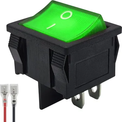 Produktbild von ProRide Wippschalter ON/OFF KCD5-202 mit Kabel, 2-polig, 250V/6A, Grün