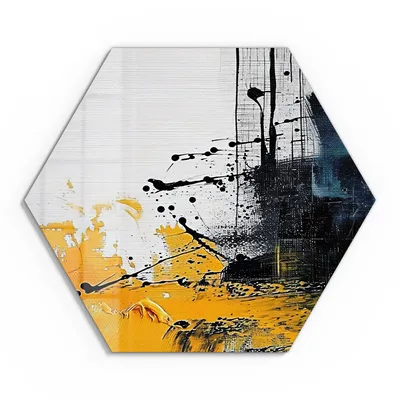 Produktbild von DEQORI Glasbild Echtglas 40x35 cm 'Gelbschwarze Lebendigkeit' Wandbild Bild modern Deko