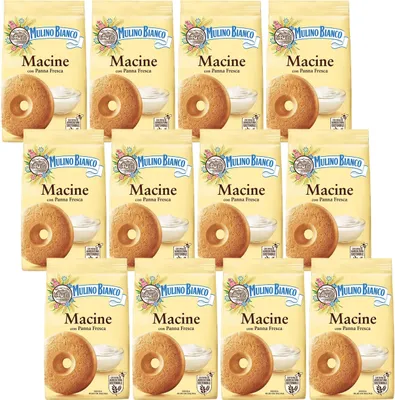 Produktbild von MULINO BIANCO Macine - Italienische Mürbeteigkekse mit Sahnegeschmack 350g x 12 Pakete