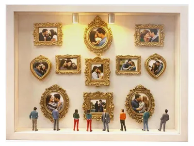 Produktbild von Mini Museum Rahmen, handgefertigte Tischdekoration | Beleuchteter Erinnerungsrahmen für Home Office, Wohnzimmer, Schlafzimmer, Arbeitszimmer, Schminktisch, Schreibtisch, Wohnung, Bücherregal
