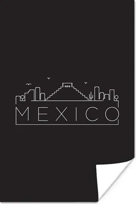 Produktbild von MuchoWow® Poster Stadtbild "Mexiko" mit schwarzem Hintergrund 120x180 cm - Kunstposter