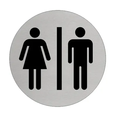 Produktbild von CombiCraft Toilettenschild "Herren & Damen" für Gemeinschaftstoiletten Ø75 mm und doppelseitigem Klebeband auf der Rückseite