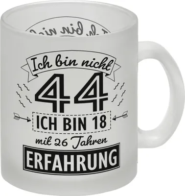 Produktbild von Witziger Glas Tasse für den 44. Geburtstag mit Motiv: Erfahrung