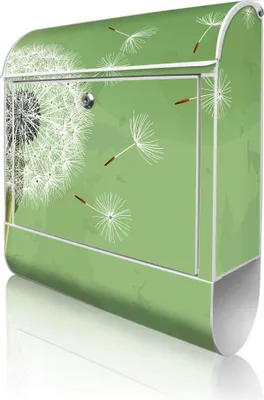 Produktbild von banjado Design Briefkasten Stahl weiß mit Zeitungsfach pulverbeschichtet "Pusteblume 3" 38x46x12,5cm & 2 Schlüssel - Postkasten A4 Einwurf inkl. Montagematerial [BKW 10804]