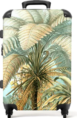 Produktbild von NoBoringSuitcases.com® Großer Koffer - Vintage - Palme - Haeckel - Kunst - Tropisch - Kombinationsschloss TSA - Hartschalen Trolley 4 Rollen - 72 liter - Reisekoffer - 66 cmKoffer Mittelgroß 67x43x25 cm, 72L,