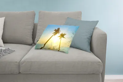 Produktbild von MuchoWow® Zierkissen Sofakissen Wohnzimmer Dekokissen 60x40 cm Strand - Sonnenuntergang - Palmen - Kopfkissen - Polster mit Foto