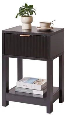 Nachtkastje mit Schublade, MDF, schwarz, 40x29x60 cm