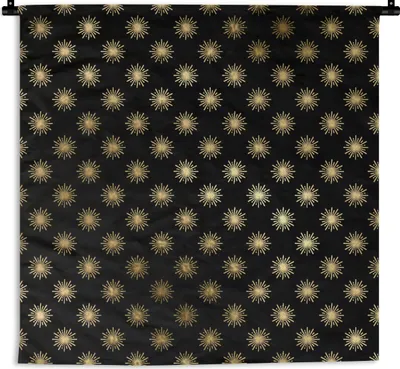 Produktbild von MuchoWow® Wandteppich Wandbehang Muster - Sonne - Gold 150x150 cm Tapisserie Dekoration Wandtuch - Wohnaccessoires - Modernes