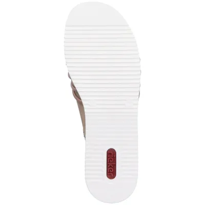 Produktbild von Rieker Damen Pantolette Flechtdetail Plateau Keilabsatz V0297, Größe:40 EU, Farbe:Beige