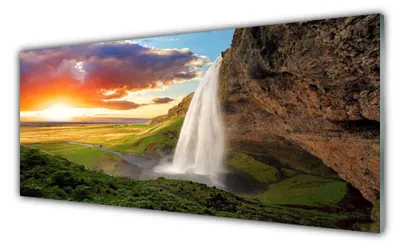 Produktbild von Acrylglasbilder 125x50 Wandbild Druck Gebirge Wasserfall Natur