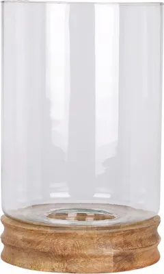 Produktbild von Dekorative Laterne aus Mangoholz und Glas Ø 26 cm, Höhe 41 cm