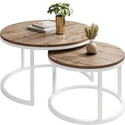 Produktbild von Runder Couchtisch CIRI 2in1 rund Eiche Artisan Stirling Wotan
