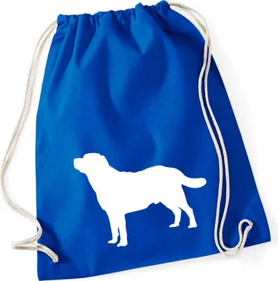 Produktbild von Huuraa Turnbeutel Labrador Retriever Silhouette 12 Liter Bright Royal Baumwolle Rucksack Geschenkidee