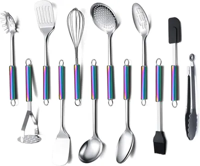 Produktbild von Set Küchenutensilien 12-teilig Edelstahl Bunt
