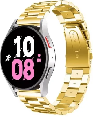 Produktbild von Strap-it Stahlarmband - Kompatibel mit Samsung Galaxy Watch 5 Armband 44mm Ersatzarmband Edelstahl - Faltschließe - Hochwertiges Material - für Smartwatch 20mm Armband Gold