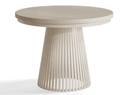 Imagen del producto de Mesa Comedor Extensible Nero, Patas Metálicas, Mesa de Comedor Redonda, Mesa de Salón, 100 cm, Cashmere
