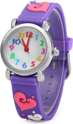 Produktbild von Kinder Uhr, Armbanduhr für Kinder Jungen und Mädchen, wasserdichte Analog Quarzuhr, 3D Cute Cartoon Uhr, Digitale Kinderuhr, Teaching Handgelenk Uhren mit Silikon Armband(Violett Herz)