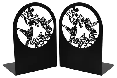 Produktbild von Omgoods – Set aus 1 schwarzen Vogel-Bücherstützen für Regale mit rutschfestem Boden