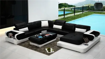 Zdjęcie produktu dla Czarna Sofa Narożna W Kształcie U 325 x 396 x 195 cm