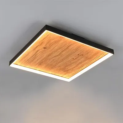 Image de Plafonnier LED, interrupteur-variateur, bois, L 45 cm