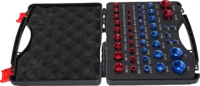Imagen del producto de Kit de calibración para roscas de tuercas, sistema imperial y métrico, diseñado para trabajos mecánicos y proyectos domésticos