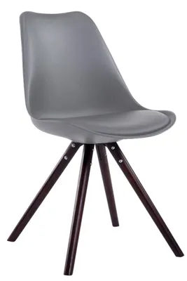 Imagen del producto de Silla para visitantes CLP, tapizada en cuero sintético, modelo Toulouse, con base redonda de madera. Color: gris. Estructura: color cappuccino